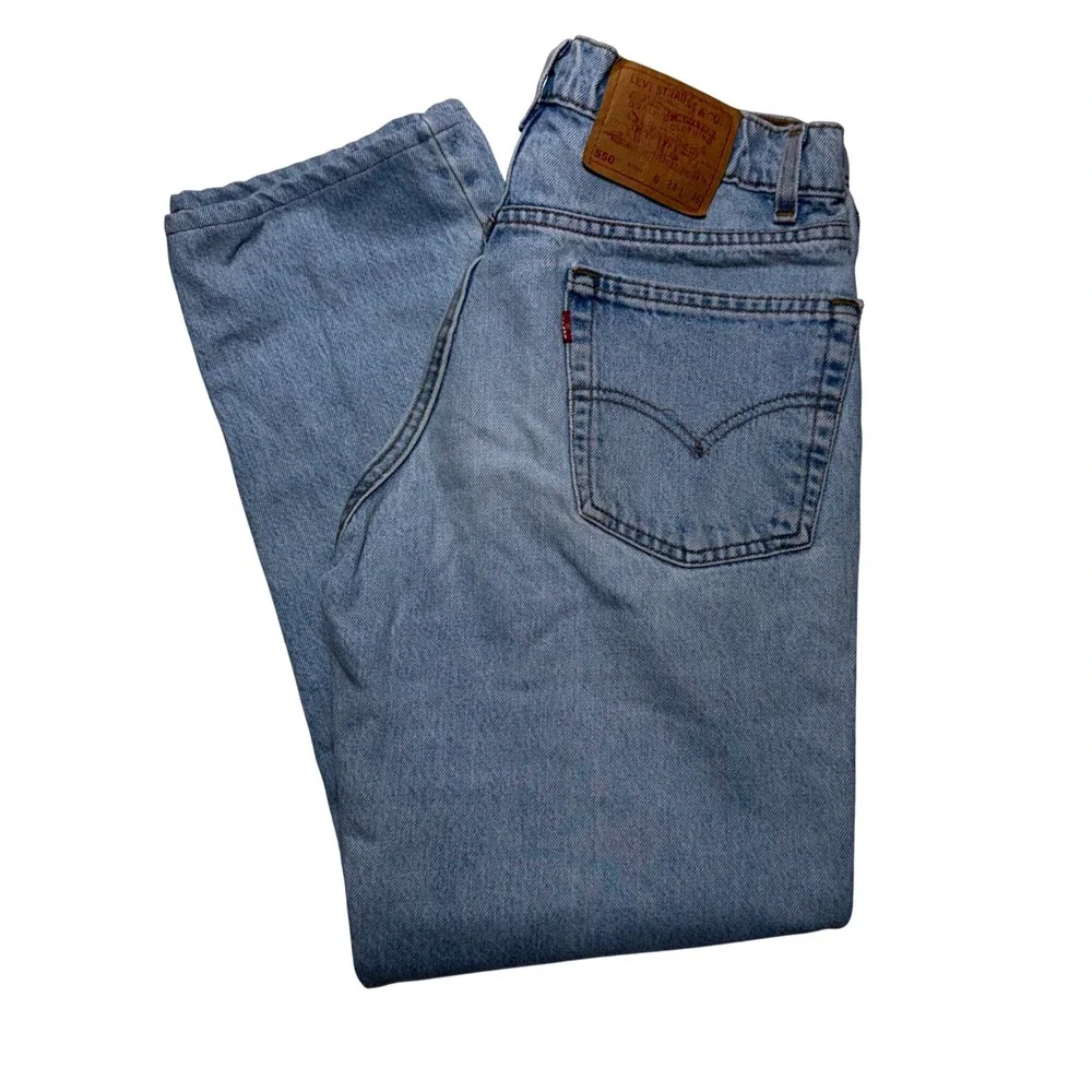 VTG 90s Levis 550 Relaxed Fit Distressed Jeans Mens 34x36 Light Wash Made in USA